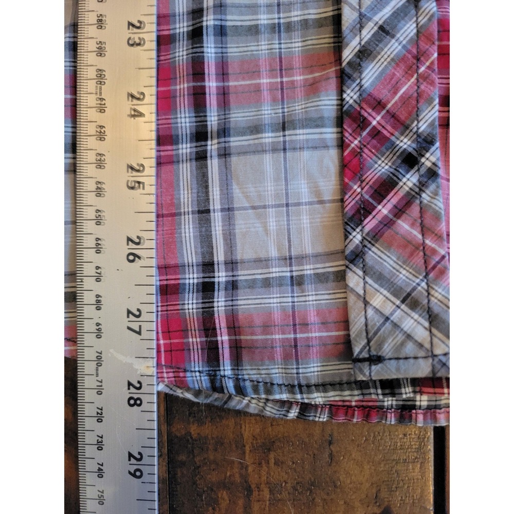 Coevals Club Western Snap Shirt Mens Small Red White Black Plaid Excellent Pearl - Picture 5 of 7